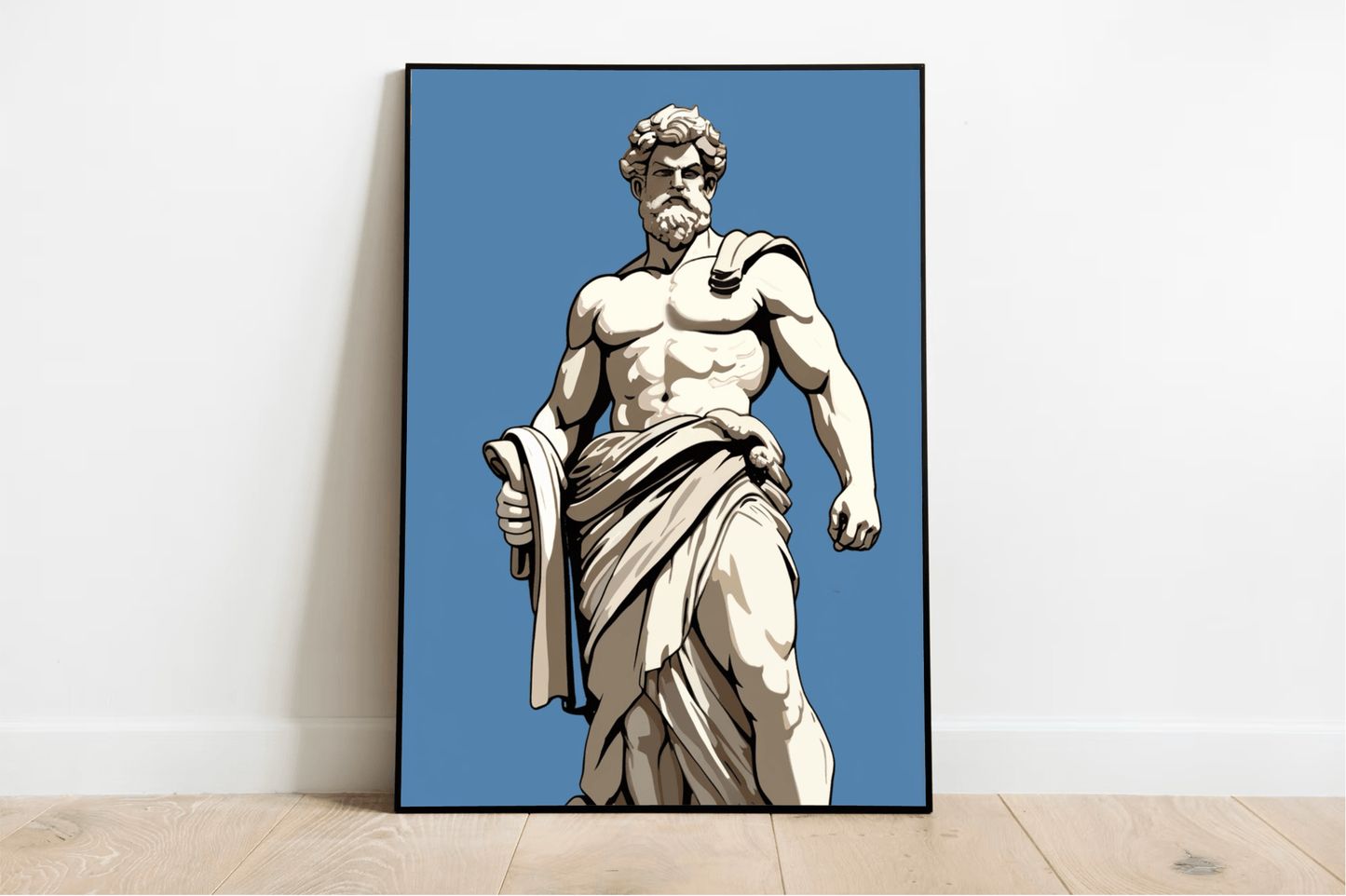 Greek Statue Art Print – Classical Blue Minimal Wall Decor