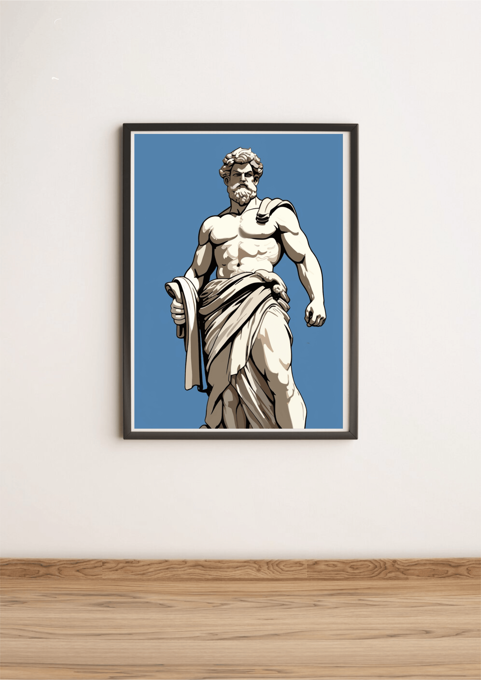 Greek Statue Art Print – Classical Blue Minimal Wall Decor