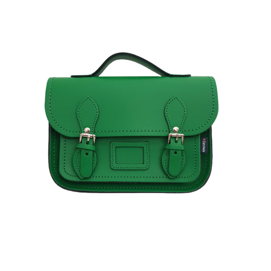 Leather Midi Satchel - Green-0