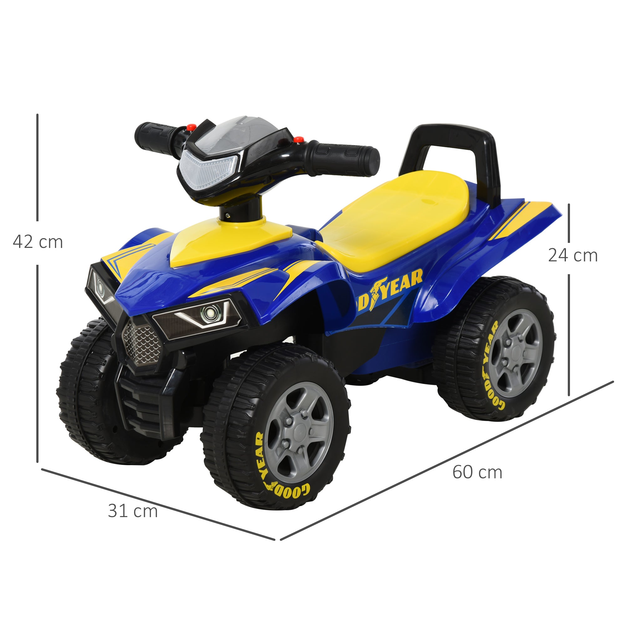 Kids Quad Bike Walker with Engaging Sound Effects, Sturdy PP Construction, Vibrant in Yellow & Blue | HOMCOM-1