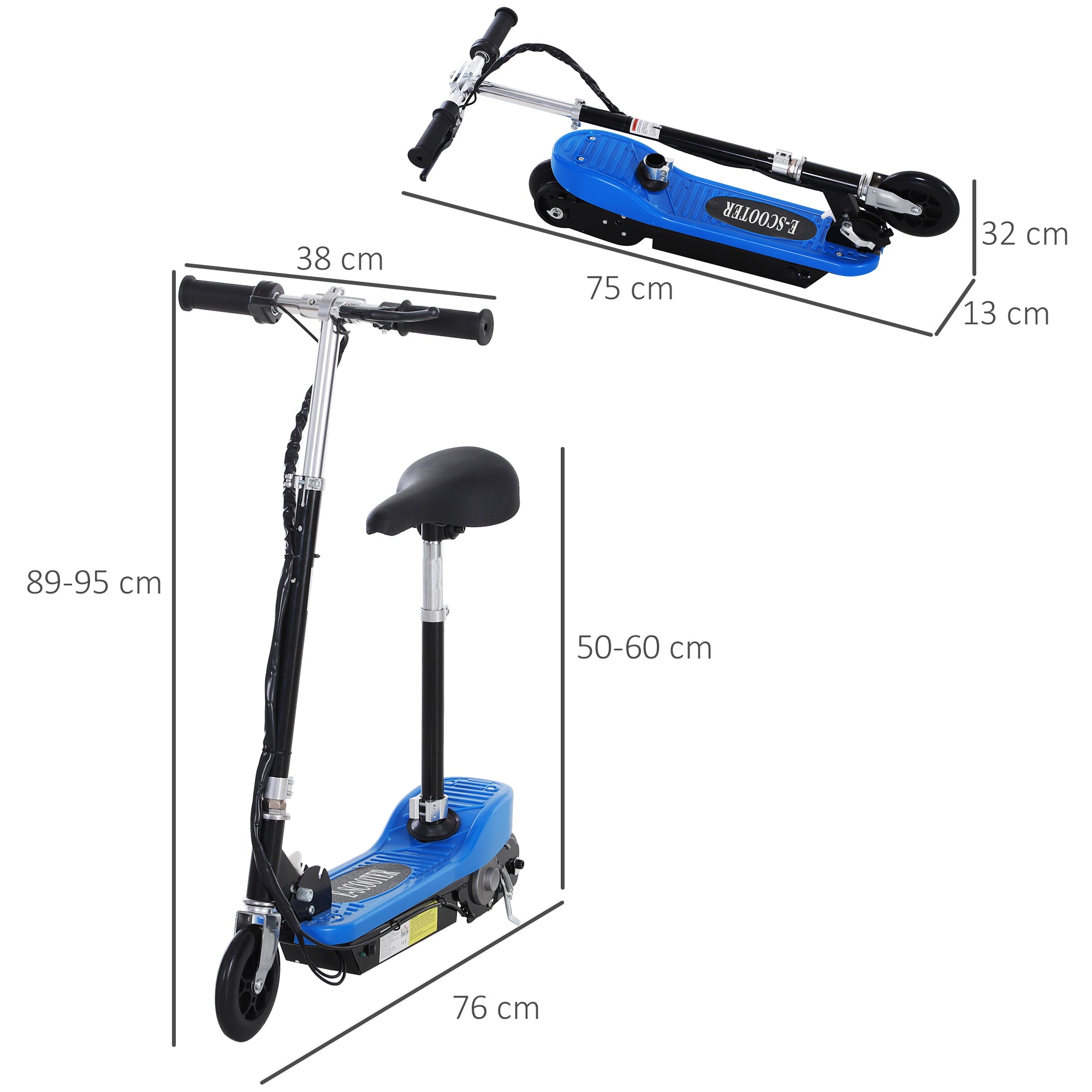 HOMCOM Outdoor Ride On Powered Scooter for kids Sporting Toy 120W Motor Bike 2 x 12V Battery in Blue-1