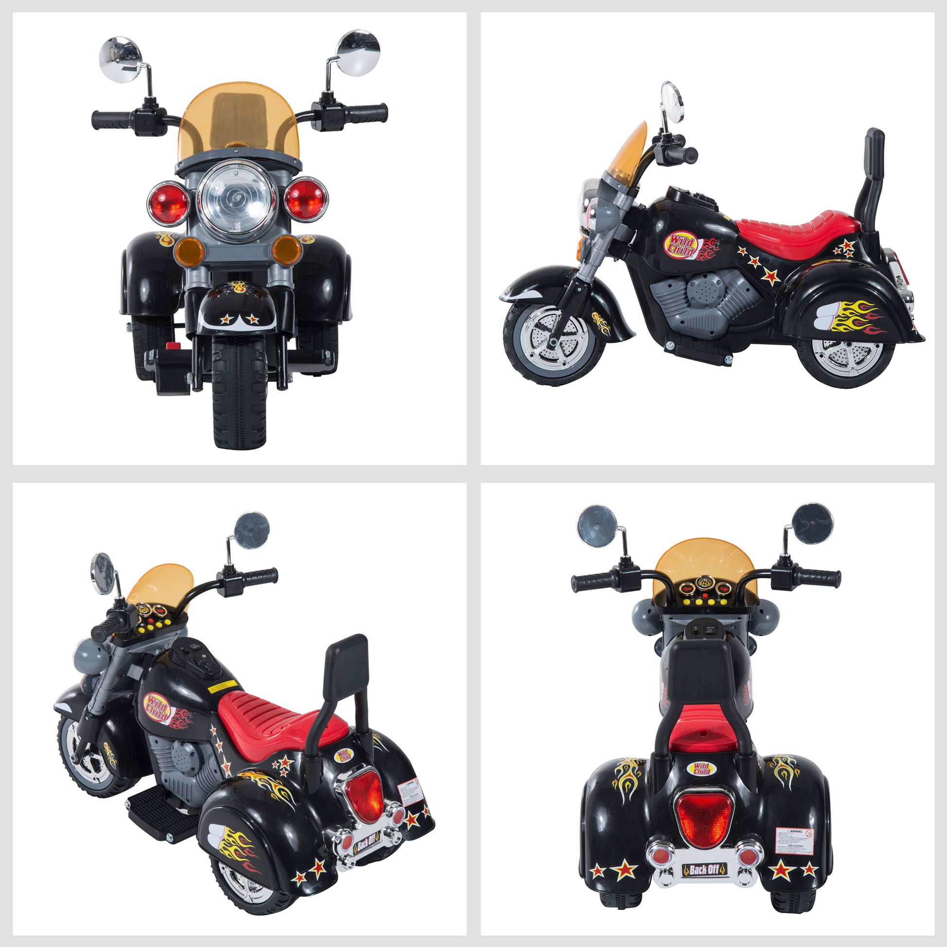 HOMCOM Electric Motorbike for Kids 6V Battery Powered Ride On Motorcycle with Lights and Sounds for 3-6 Years, Black-6