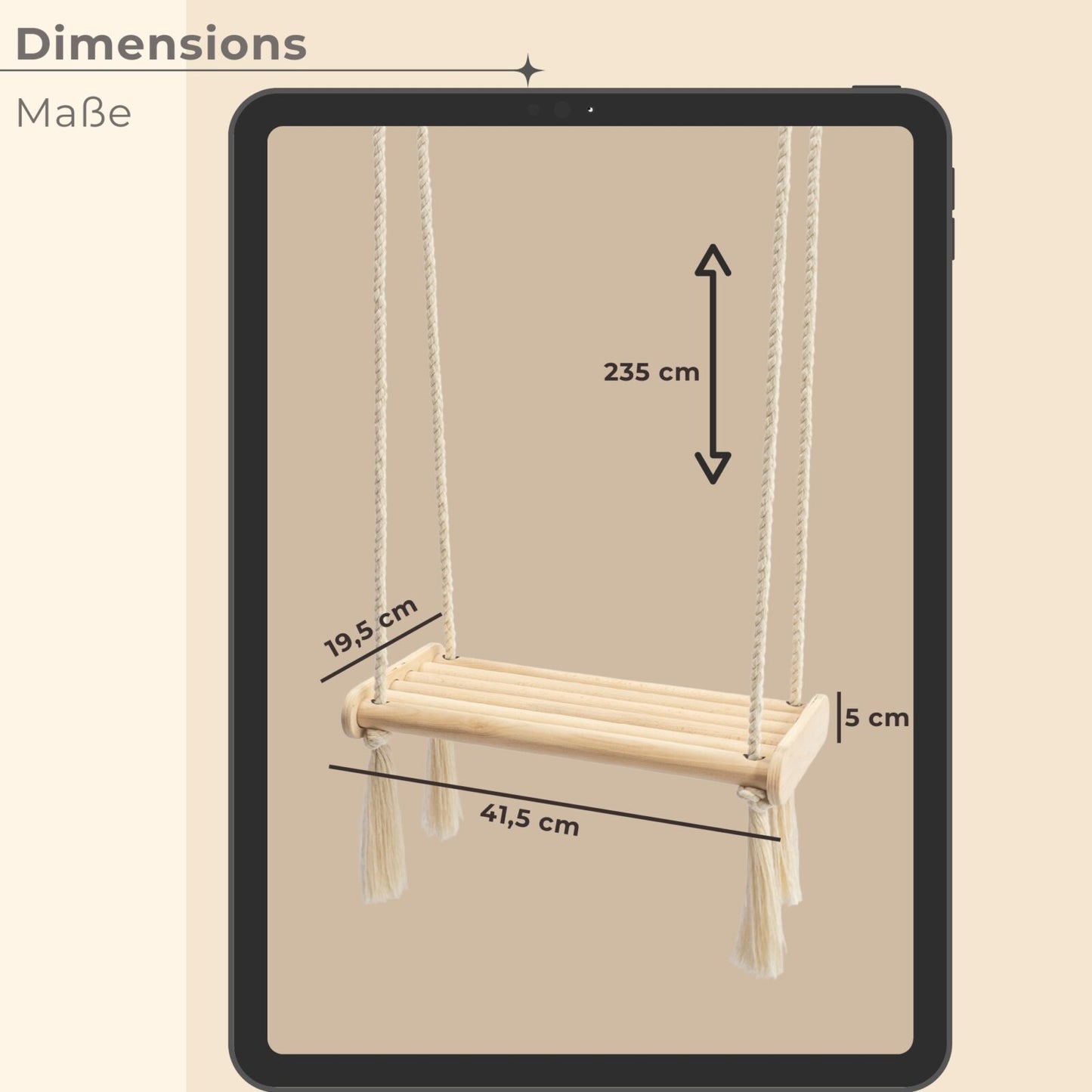 MAMOI® wooden baby swing | wooden swing | wooden swing board | baby swing for at home | indoor swing | 100% ECO | made in the EU.-1