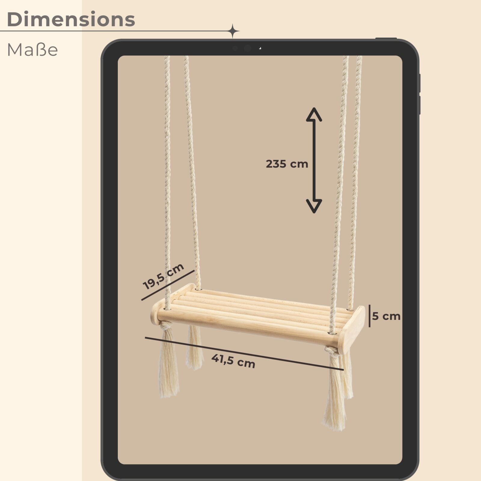 MAMOI® wooden baby swing | wooden swing | wooden swing board | baby swing for at home | indoor swing | 100% ECO | made in the EU.-1