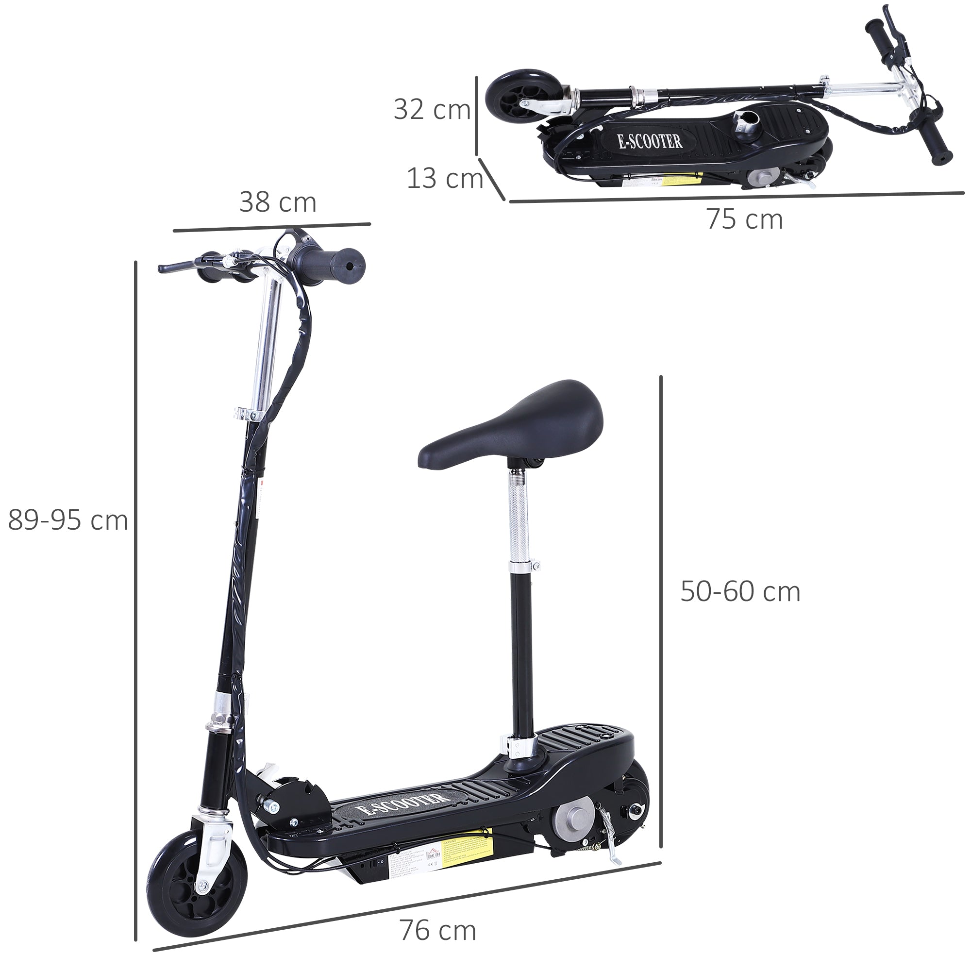 HOMCOM Outdoor Ride On Powered Scooter for kids Sporting Toy 120W Motor Bike 2 x 12V Battery in Black-1