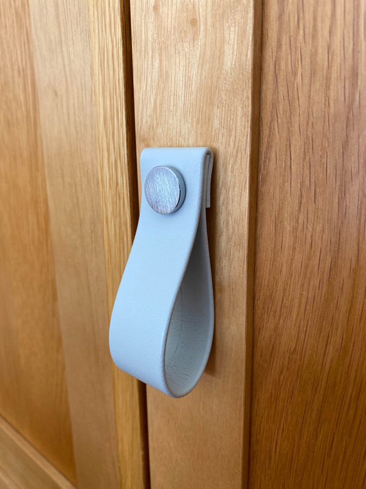 Cupboard door drawer pull, made with apple leather - mezetto