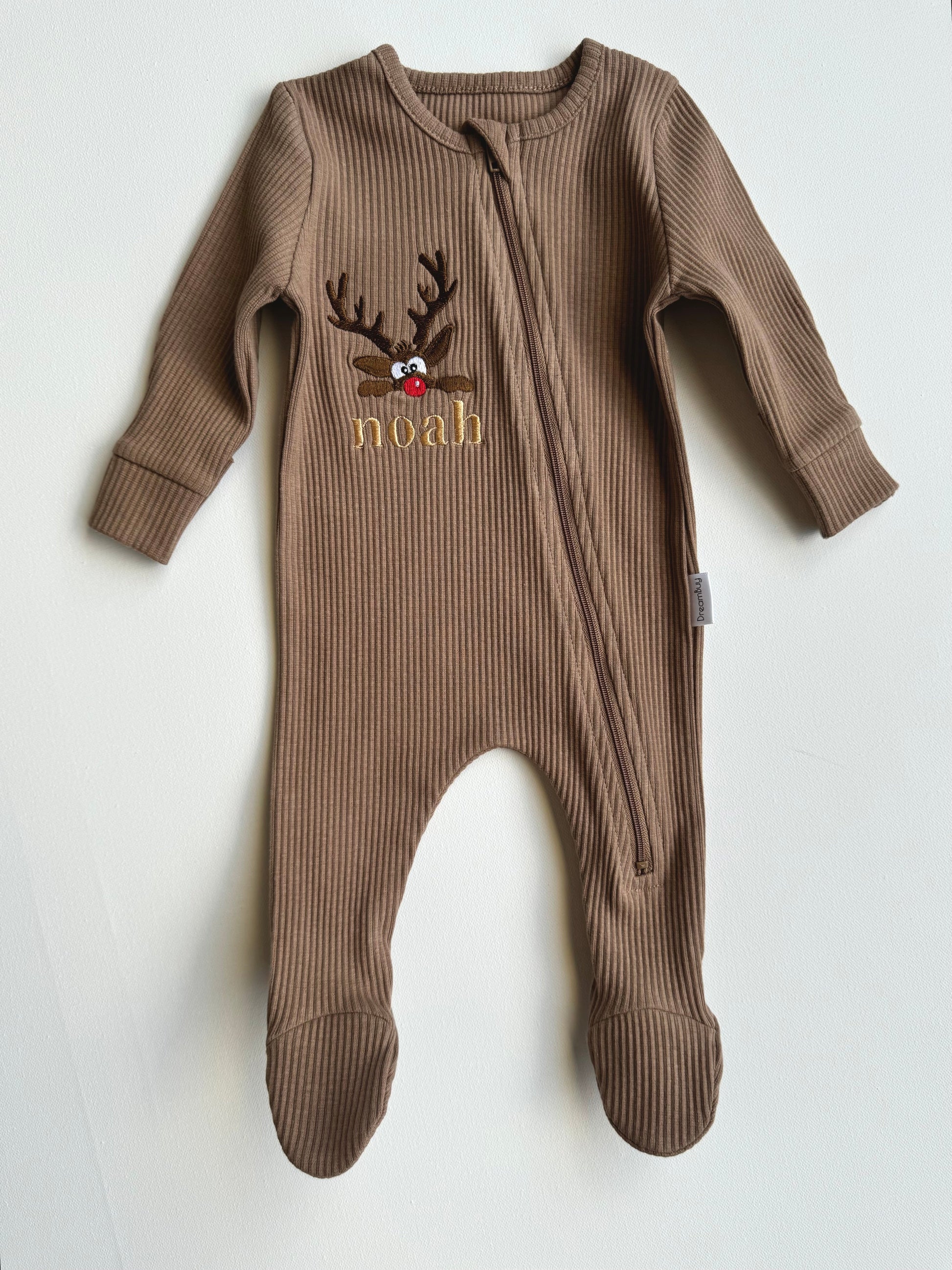 Christmas Reindeer Zip Sleepsuit-4