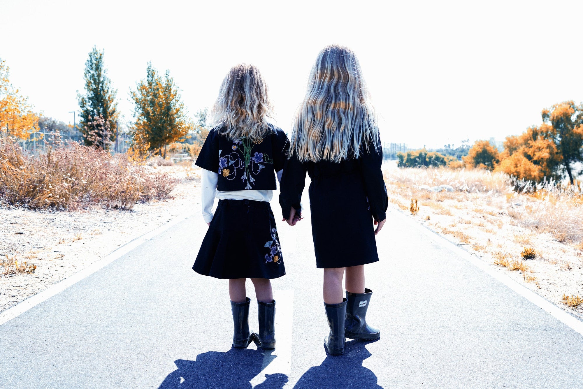 Black Crop Top with Floral Embroidery-1