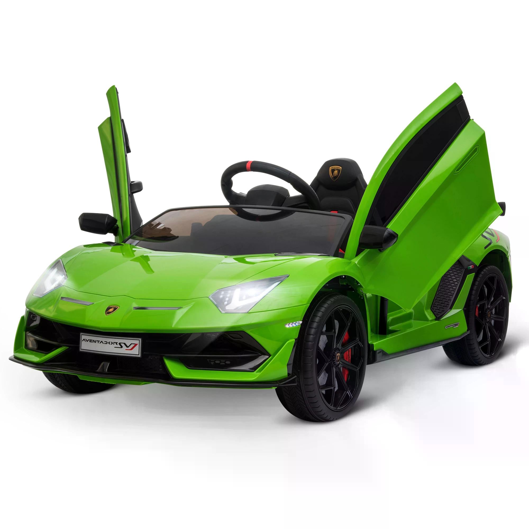 HOMCOM Compatible 12V Battery-powered Kids Electric Ride On Car Lamborghini Aventador Sports Racing Car Toy with Parental Remote Control Music Green-8