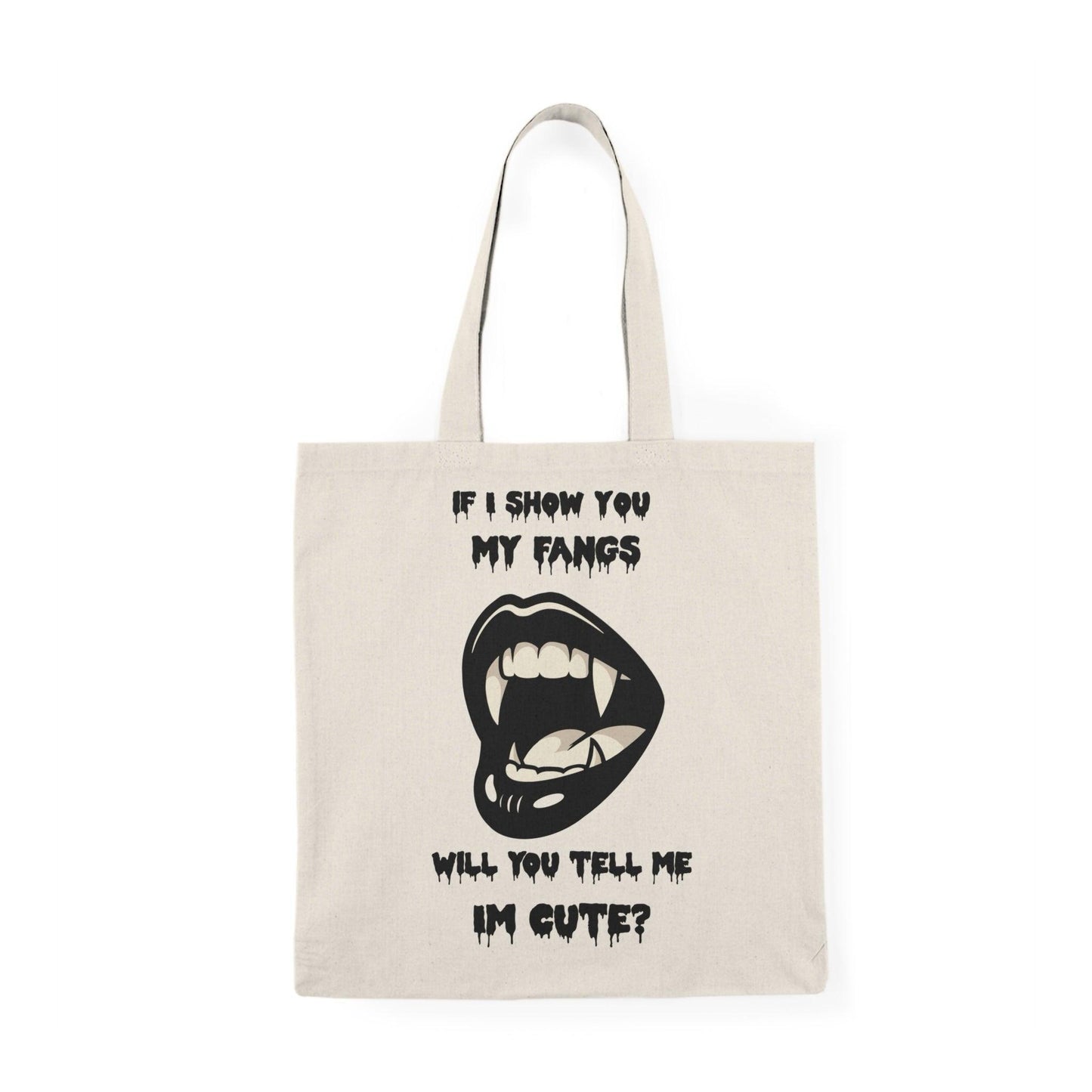 Cute Fangs Tote Bag – Minimal Vampire Teeth