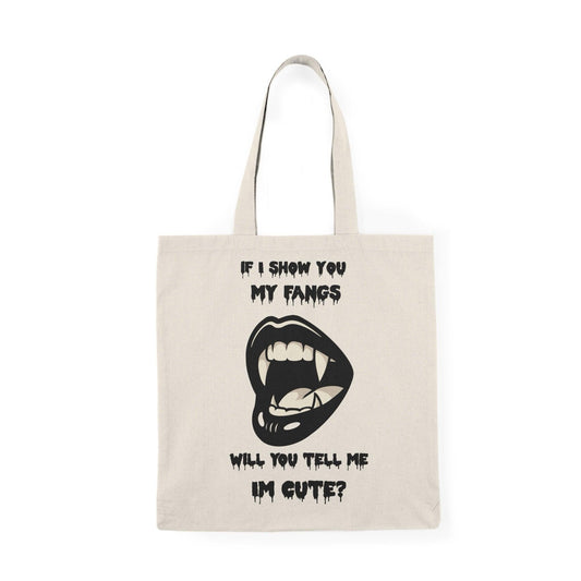 Cute Fangs Tote Bag – Minimal Vampire Teeth