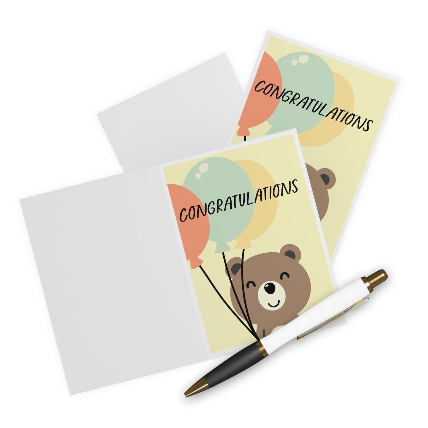 Cute Congratulations Card – Bear with Balloons Design