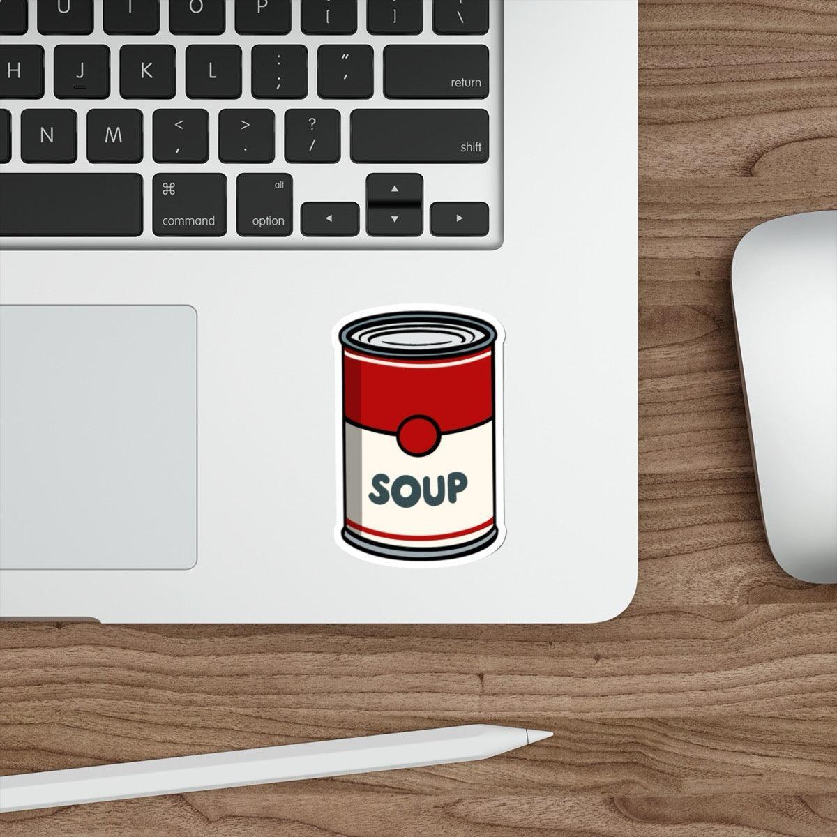 Cartoon Soup Tin Sticker – Cozy Retro Food Vinyl Decal