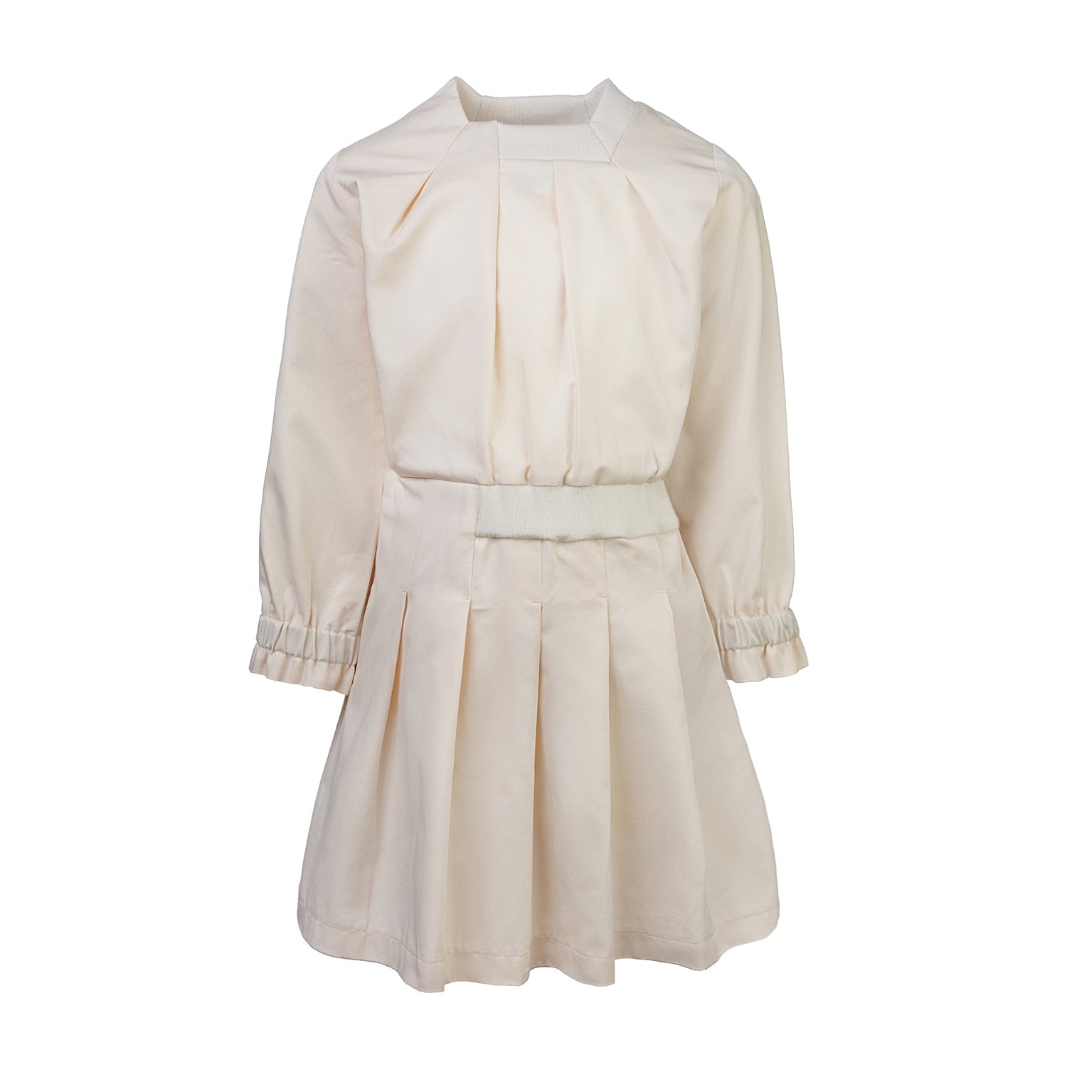 Beige Cotton Dress for Girls-0