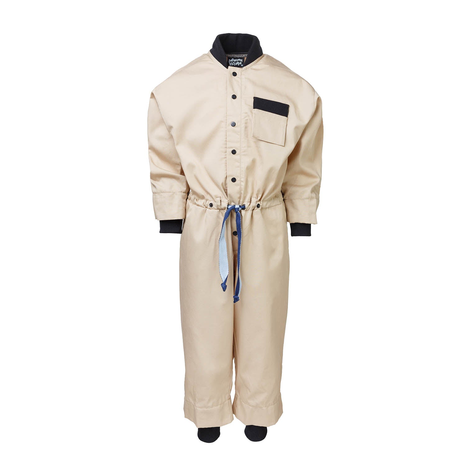 Beige Cotton Kids Overall-0