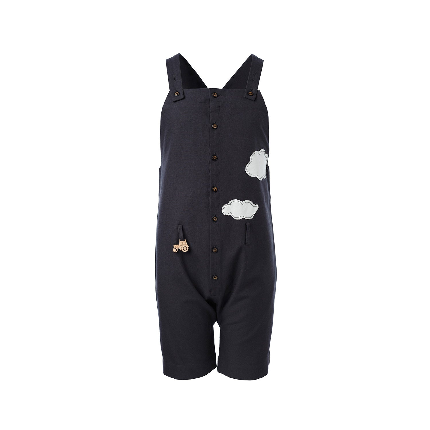 Kids' Cotton Farmer Dungaree in Black-0