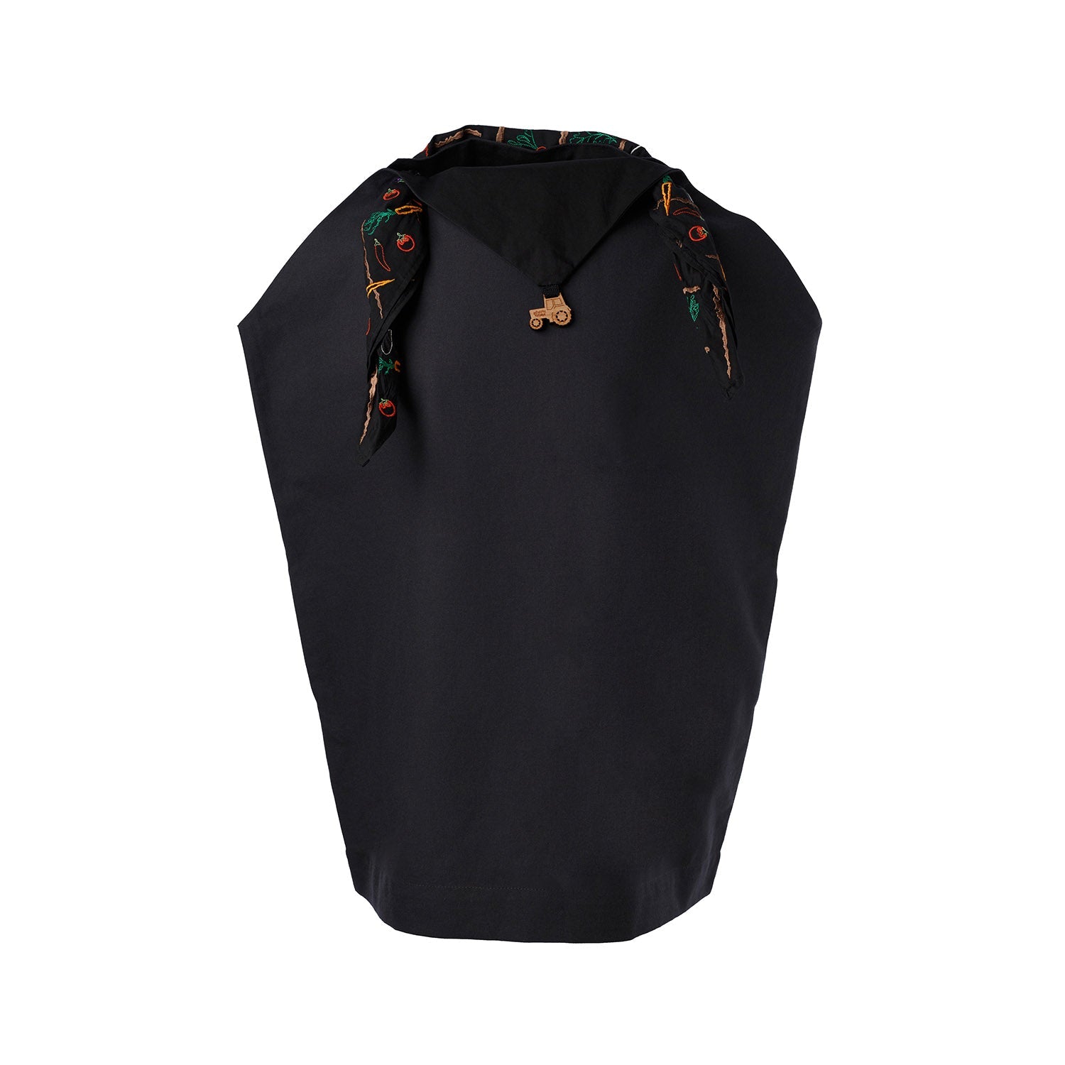 Women Black Handkerchief Dress with Embroidered Scarf-0