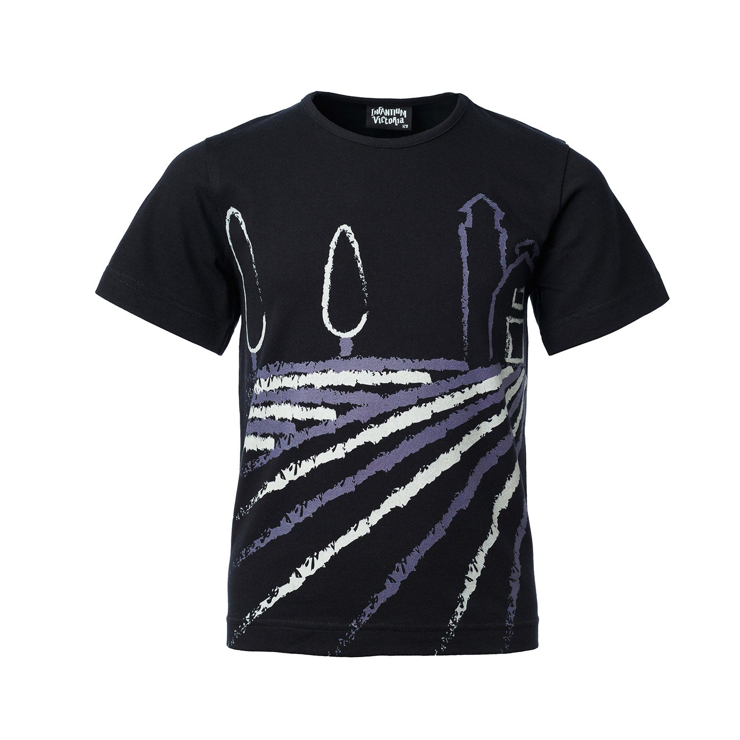 Short Sleeve Black T-Shirt with Toscana Print-0