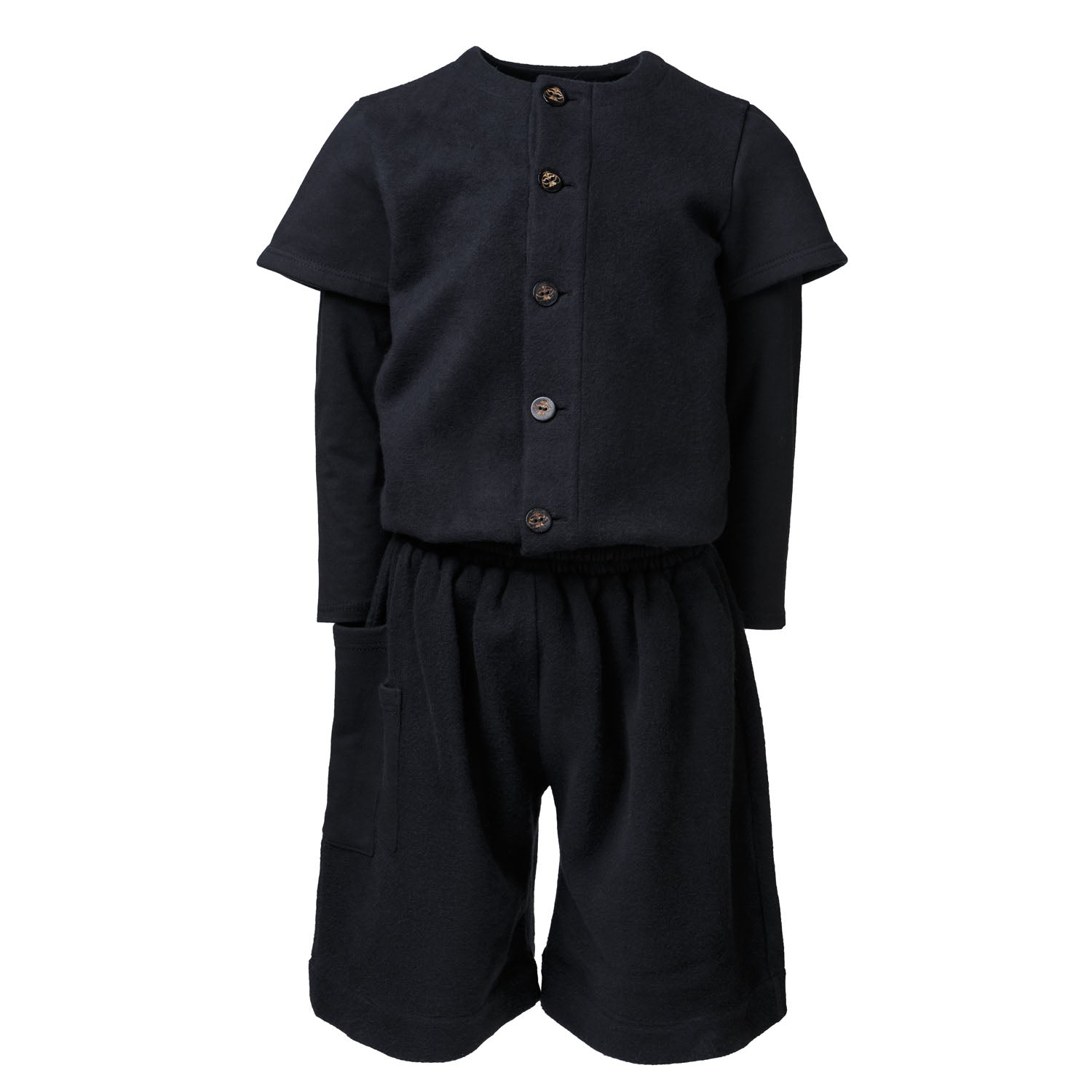 Kids Black Short Boiler Suit-0