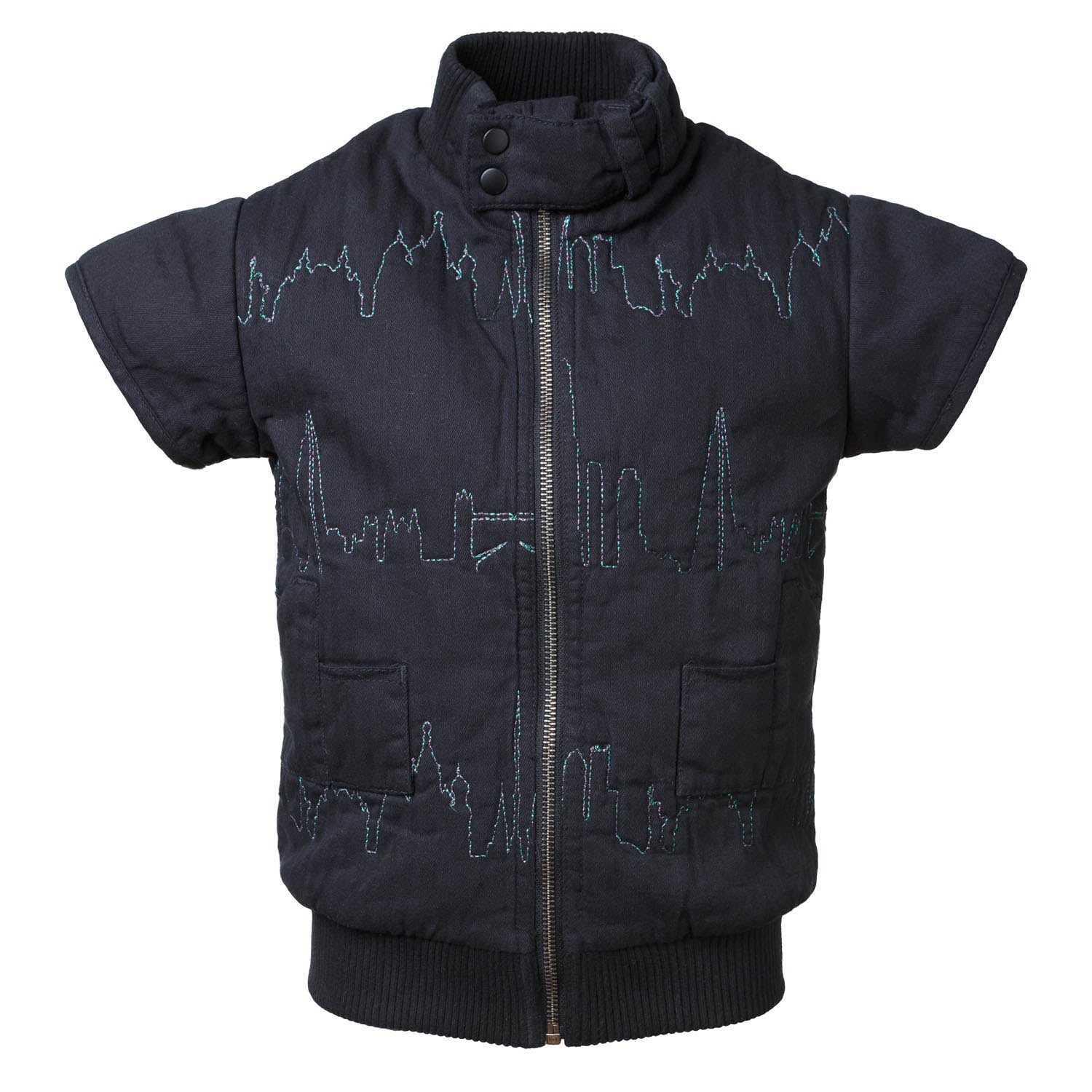 Padded Vest with Skyline Embroidery-0