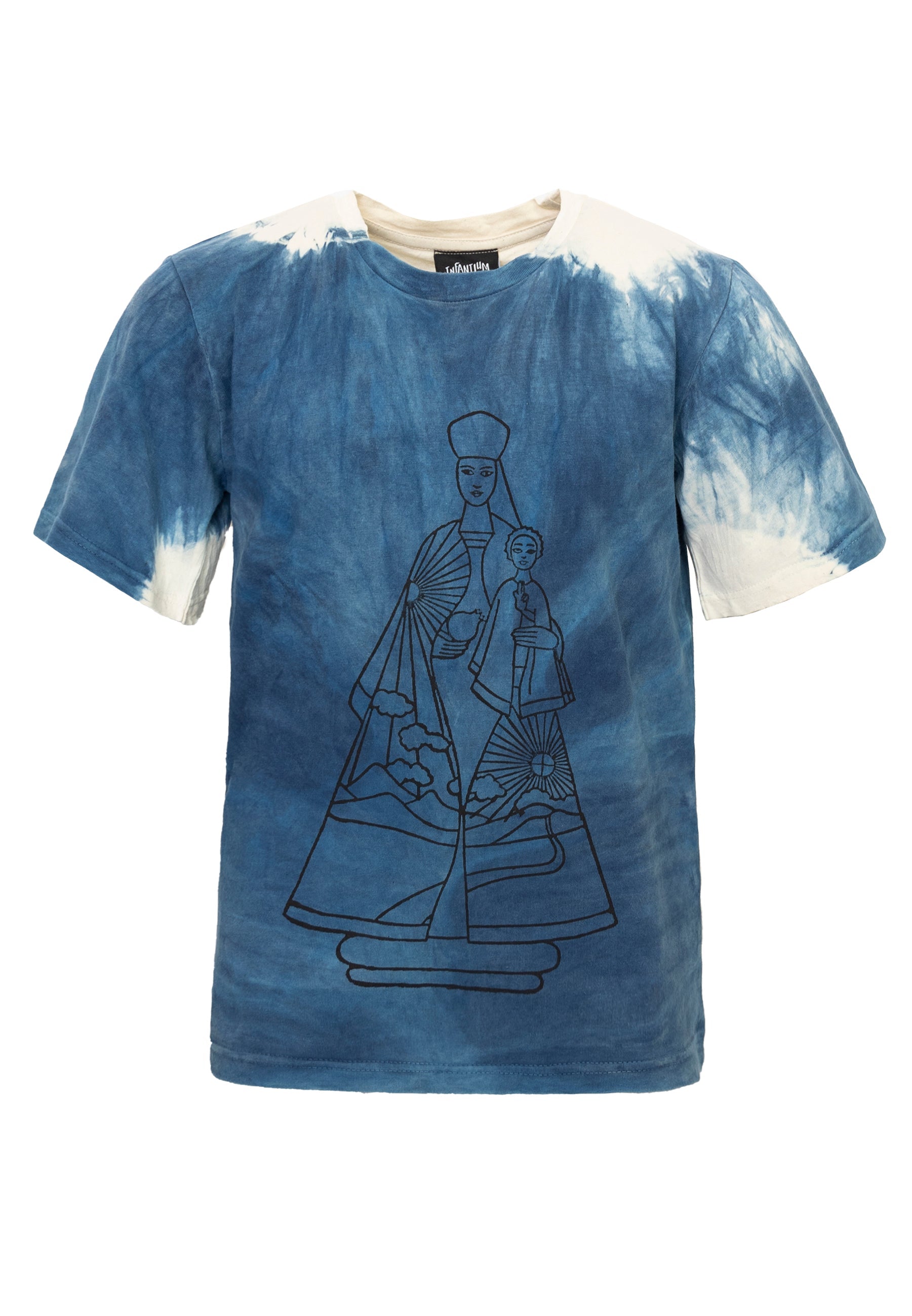 Artisanal Girls and Boys T-Shirt naturally dyed Indigo with Hand Print-0