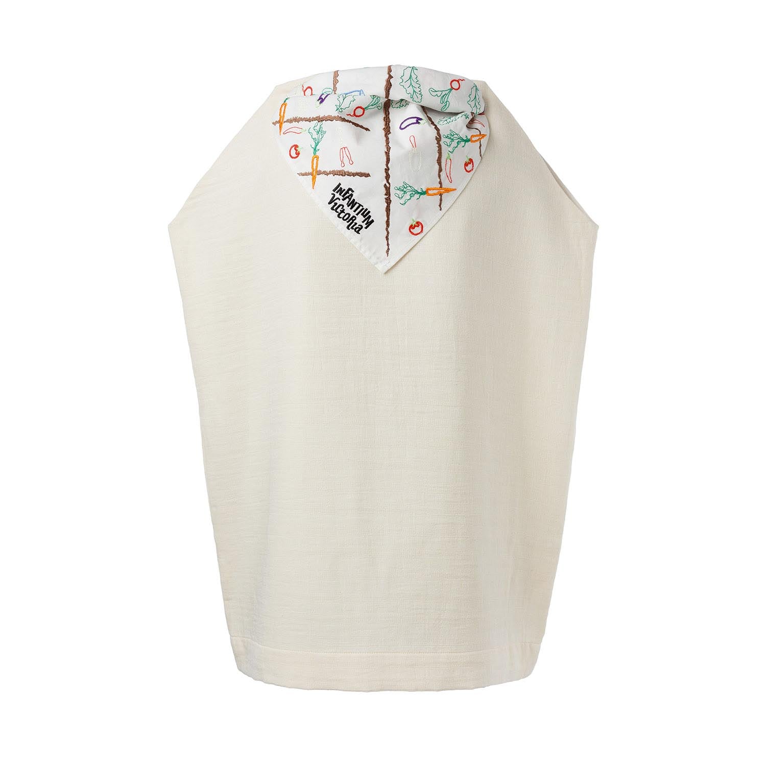 Womens Off-White Handkerchief Dress with Embroidered Scarf-1