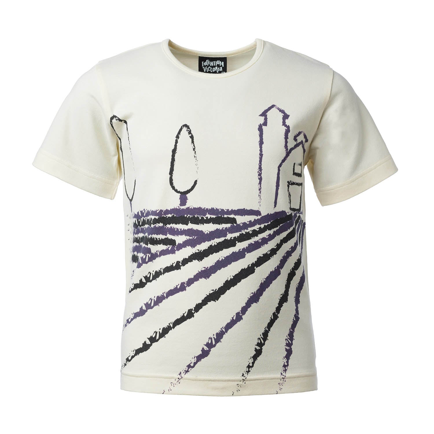 Off-White Short Sleeve T-Shirt with Toscana Print-0