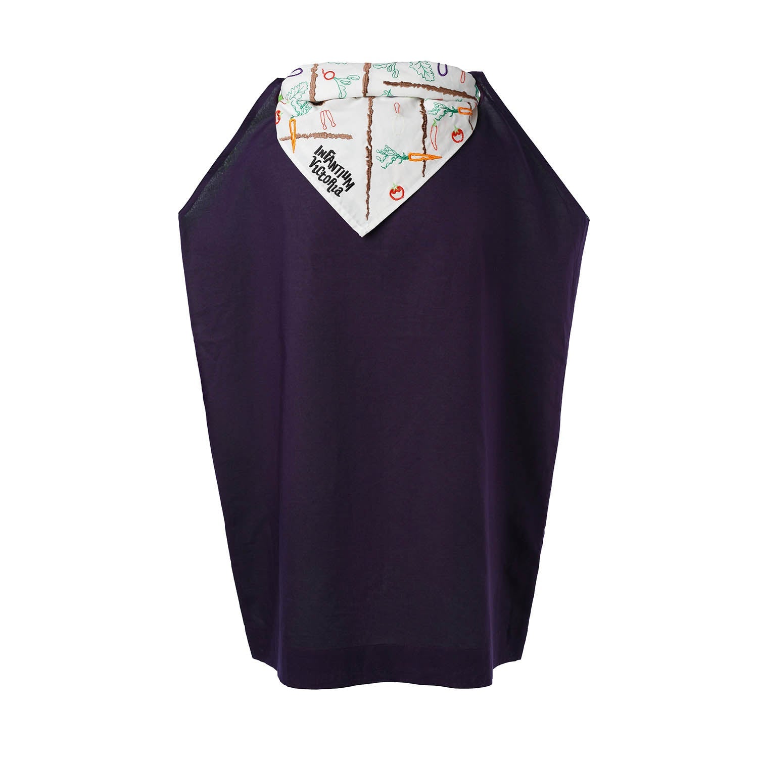 Purple Dress with Embroidered Scarf and Wooden Charm-1