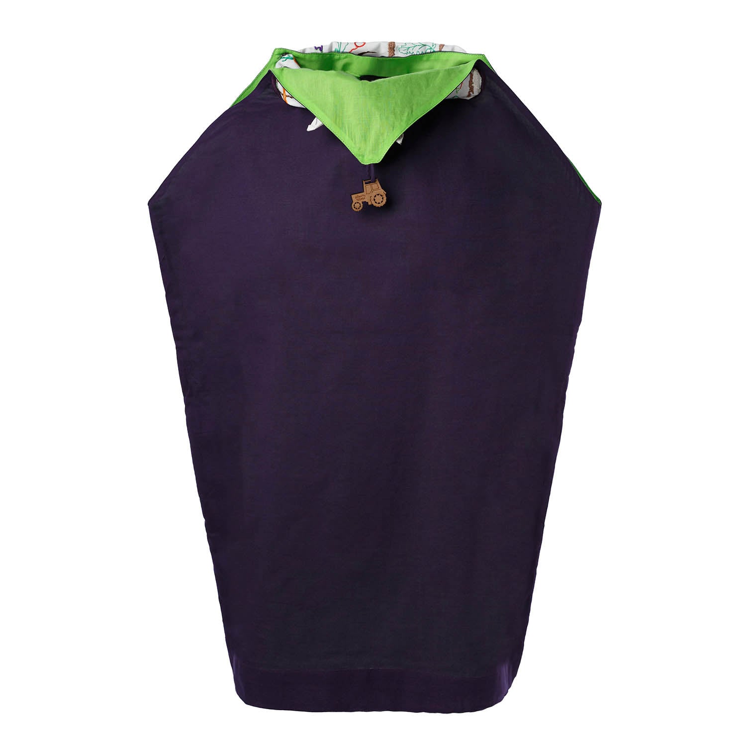 Purple Dress with Embroidered Scarf and Wooden Charm-0