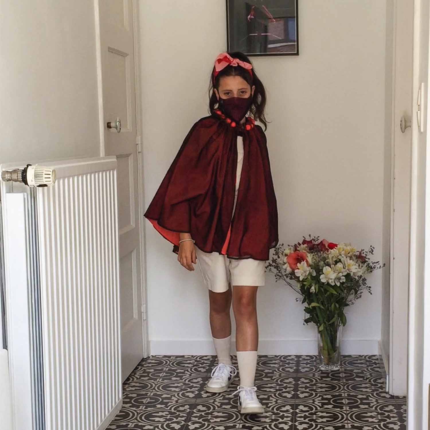 Girls Cape with Cotton Beads and Tulle-2