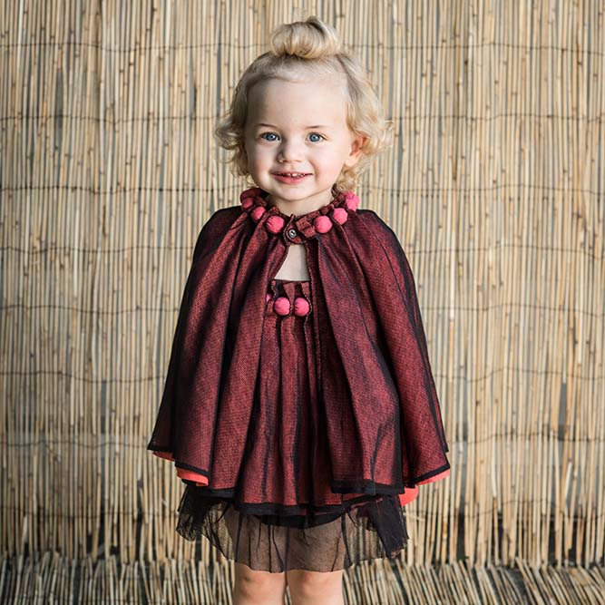 Girls Cape with Cotton Beads and Tulle-1