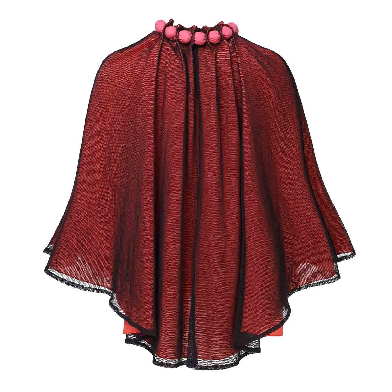 Girls Cape with Cotton Beads and Tulle-3