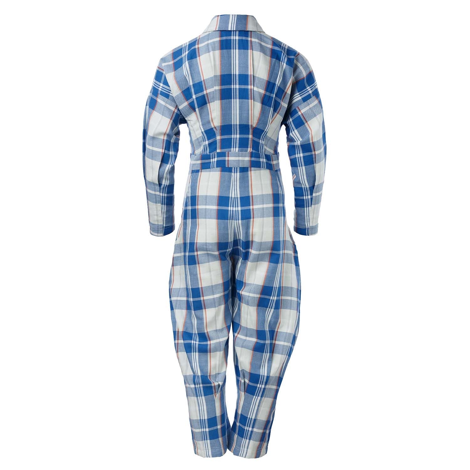 Blue and White Tartan Boiler Suit-3