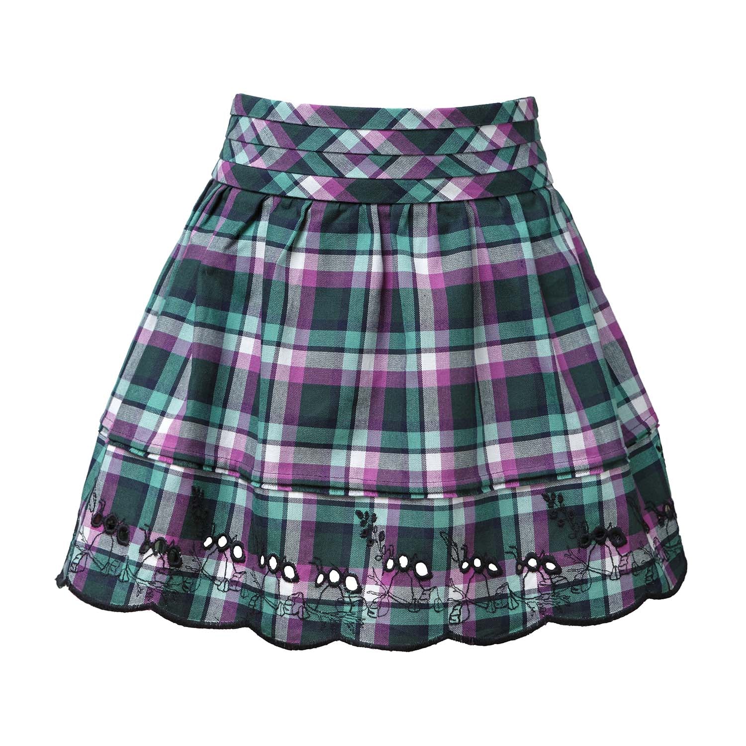 Tartan Mini Skirt with Pleated Belt-0