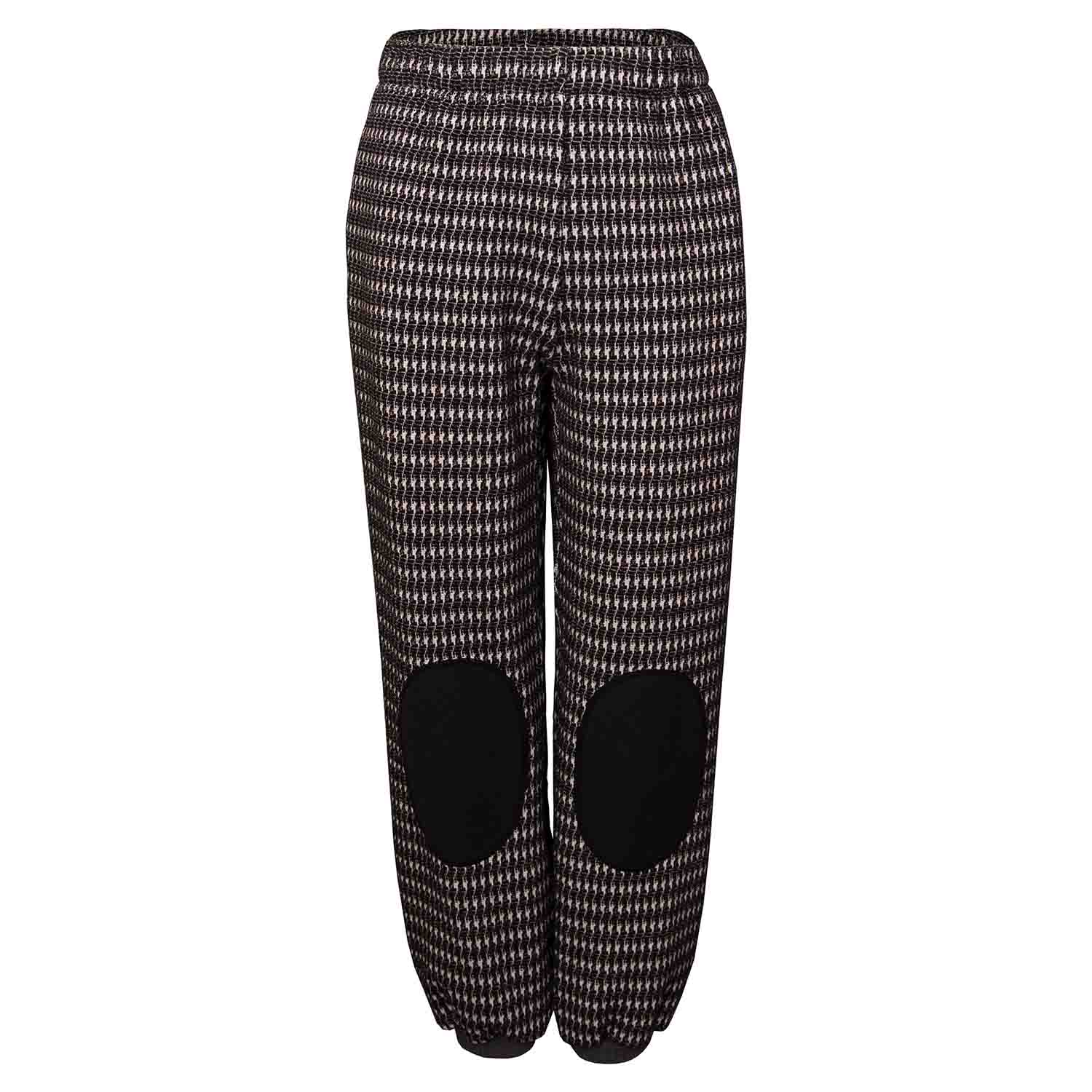 Black and White pied de poule Kids Pants with Knee Patches-0