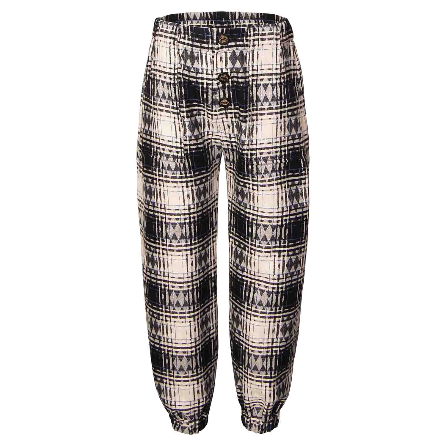 Kids Pants in Black & White Tartan-0