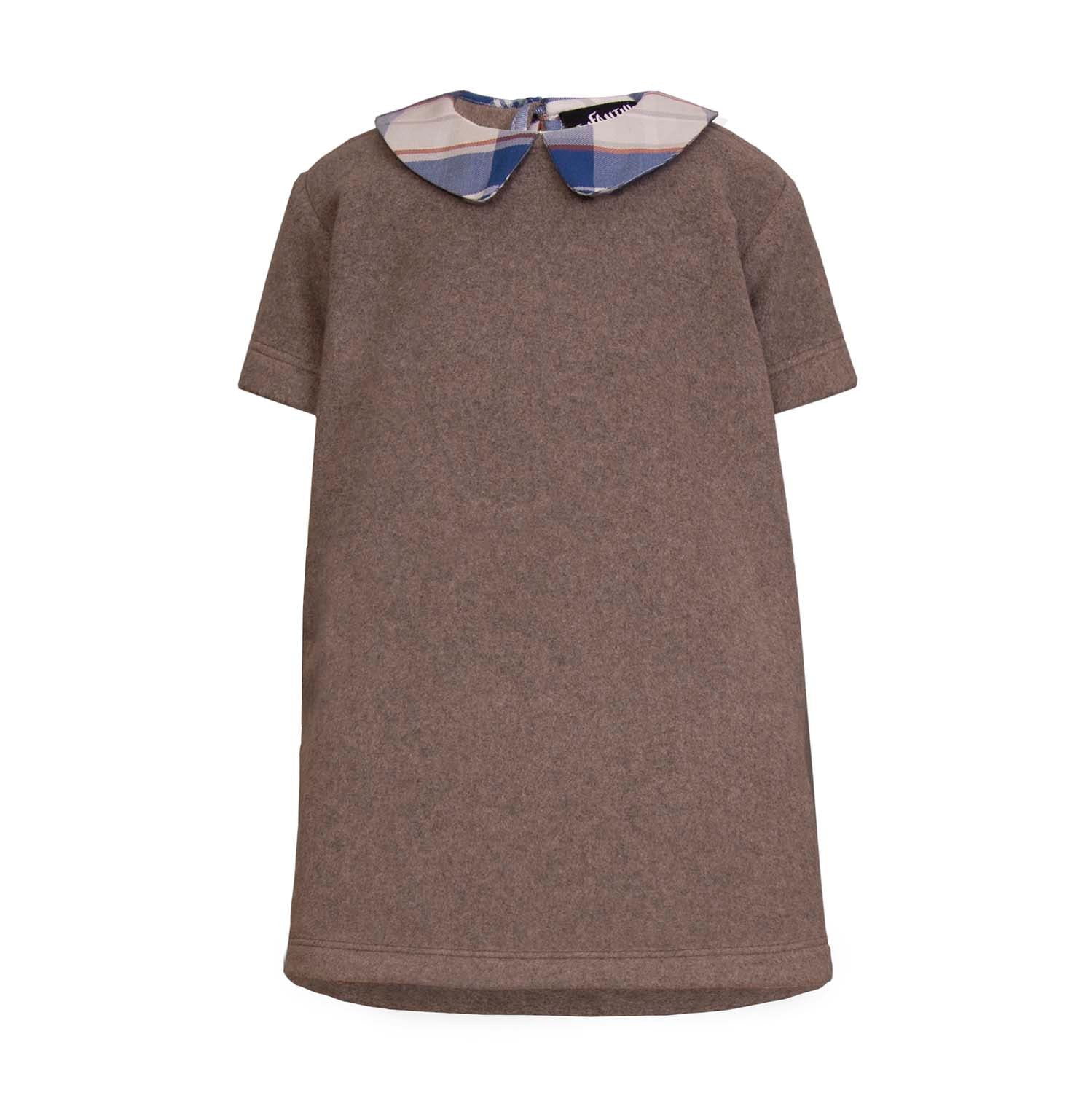 Beige Cotton Fleece Baby Dress-0