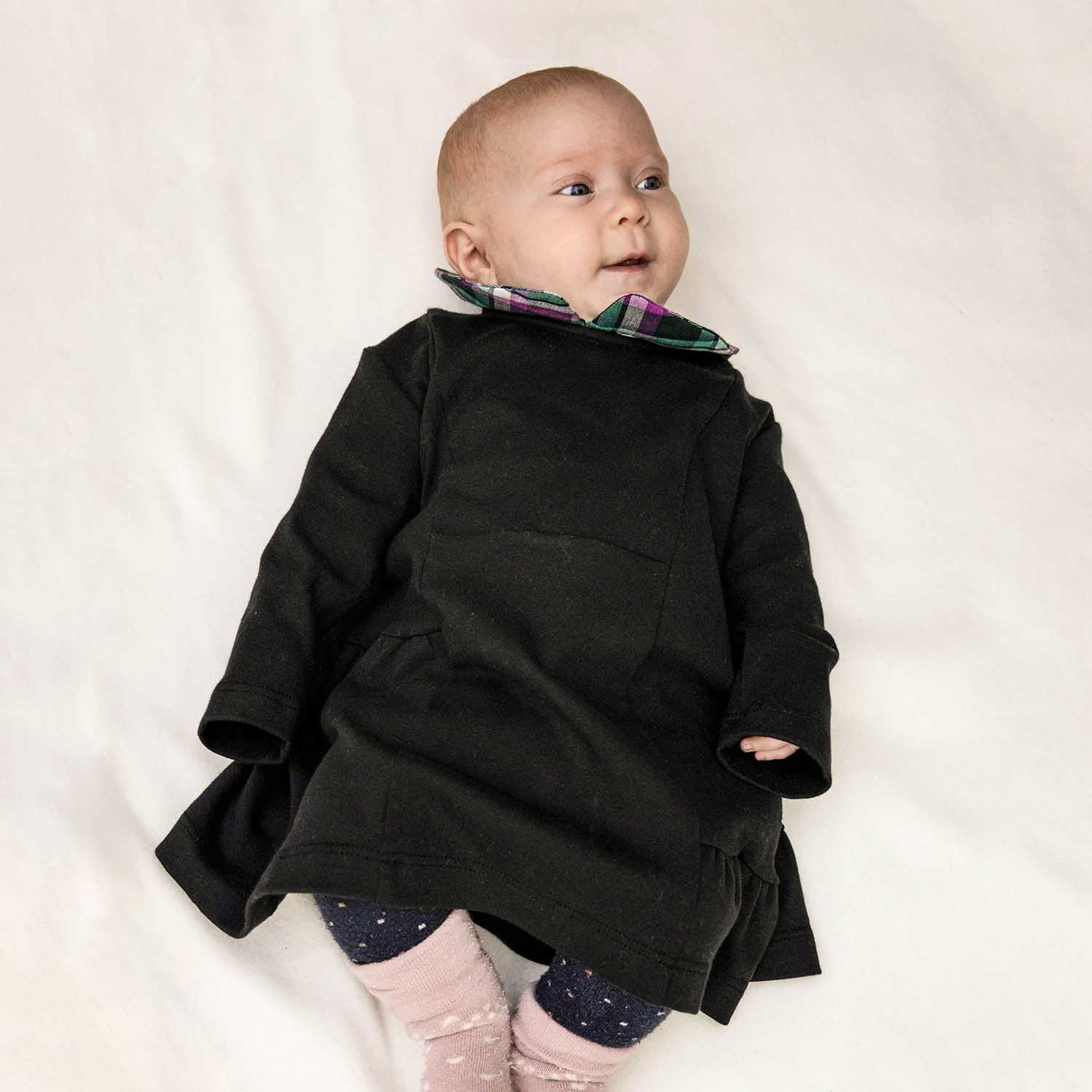 Black Baby Dress with Tartan Detail-1