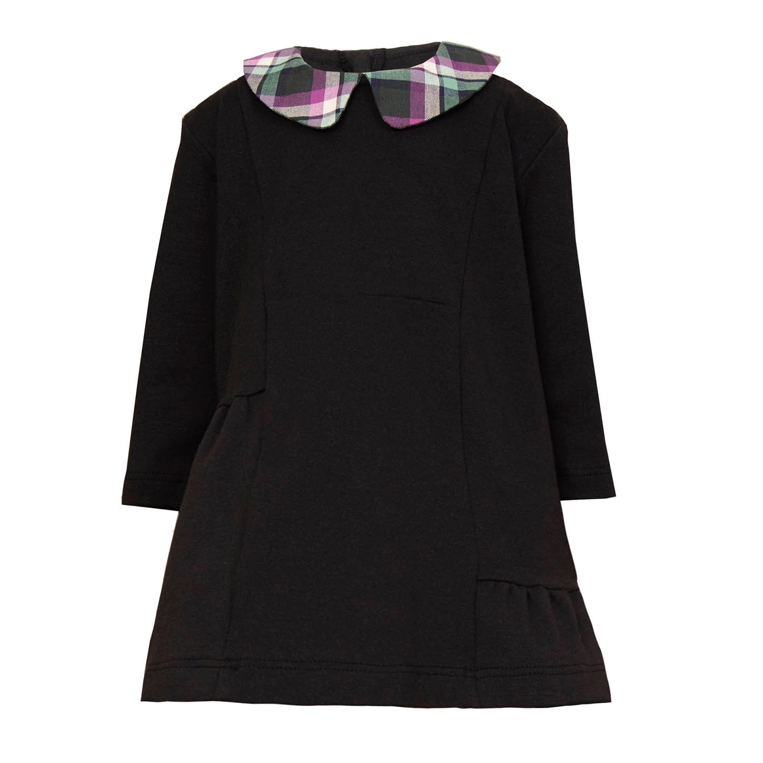 Black Baby Dress with Tartan Detail-0