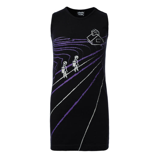 Black T-Shirt Dress with Rice Paddy-0