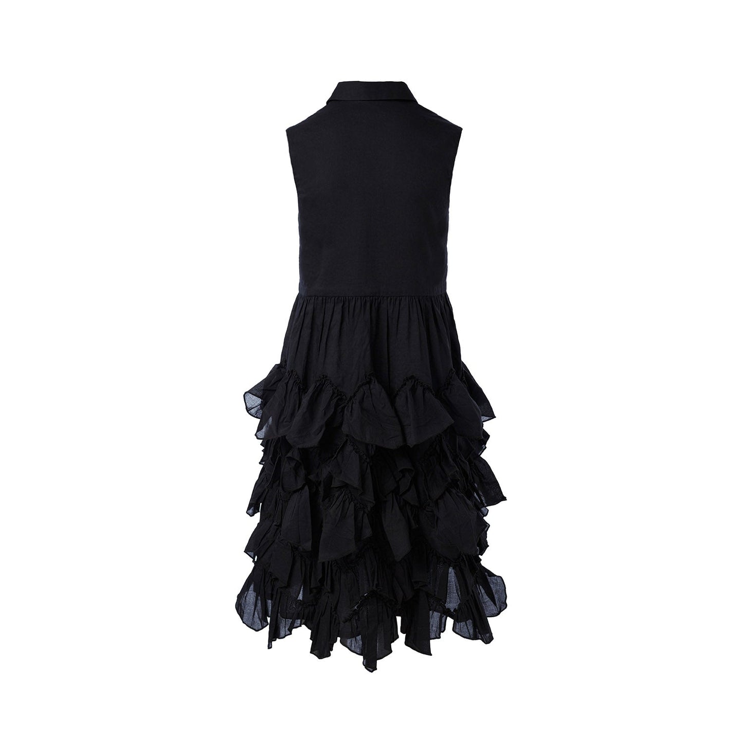 Girls Black Shirt Dress with Ruffles-3