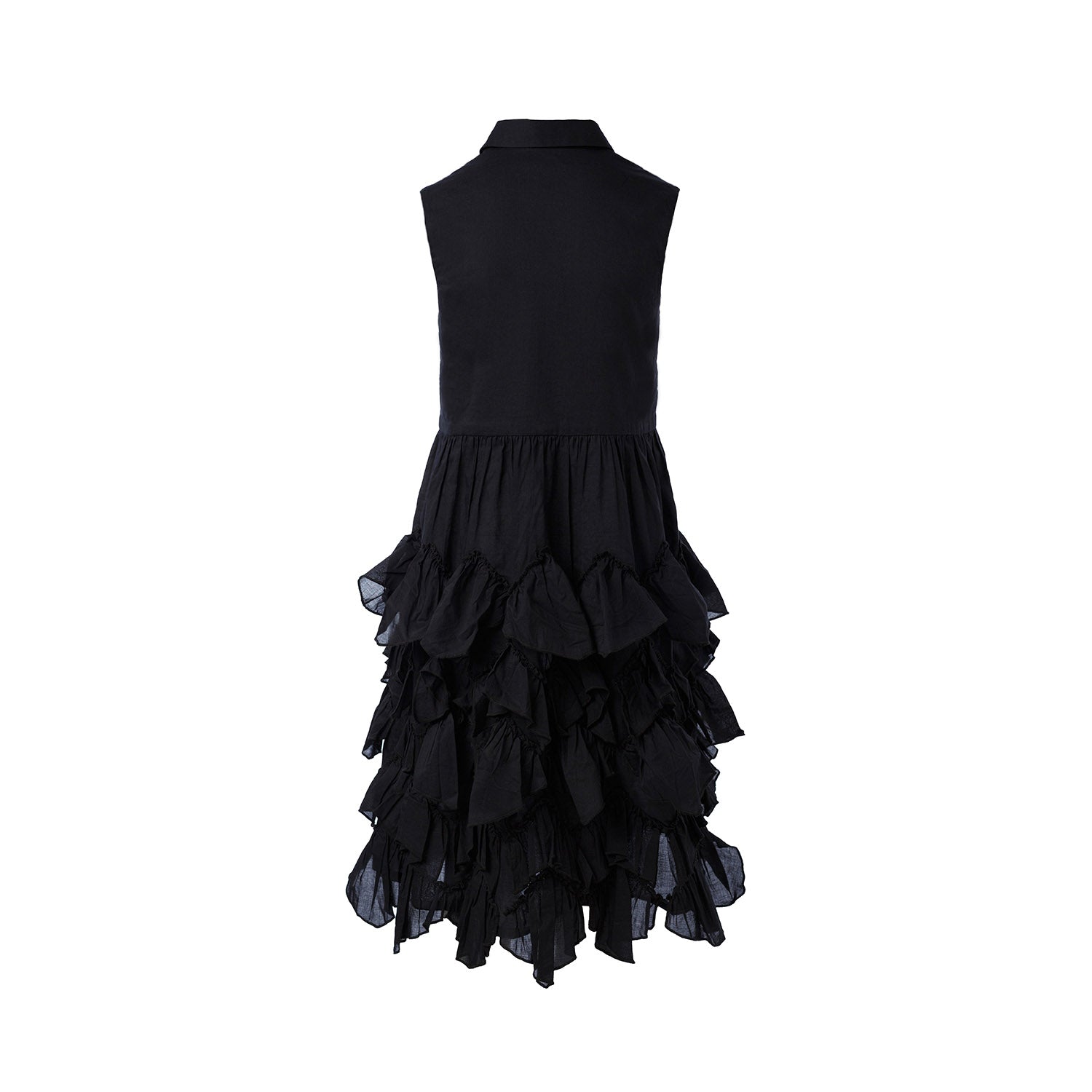 Girls Black Shirt Dress with Ruffles-3