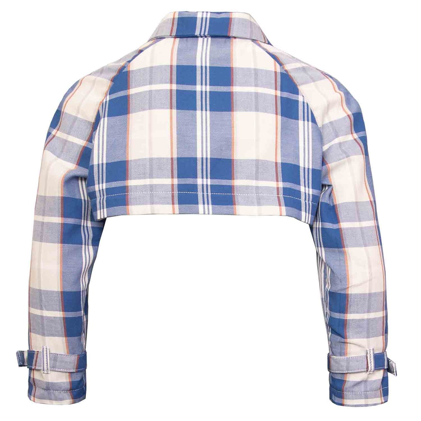 Kids Bolero Jacket in Blue & White Tartan-2