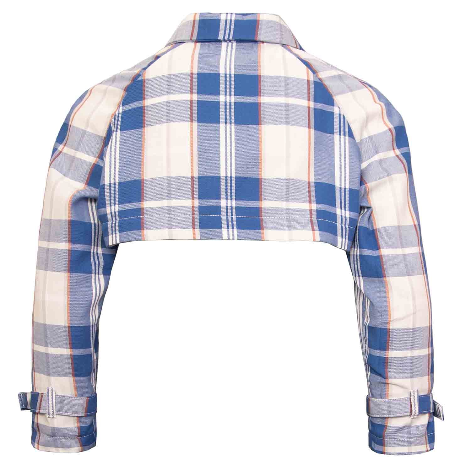 Kids Bolero Jacket in Blue & White Tartan-2