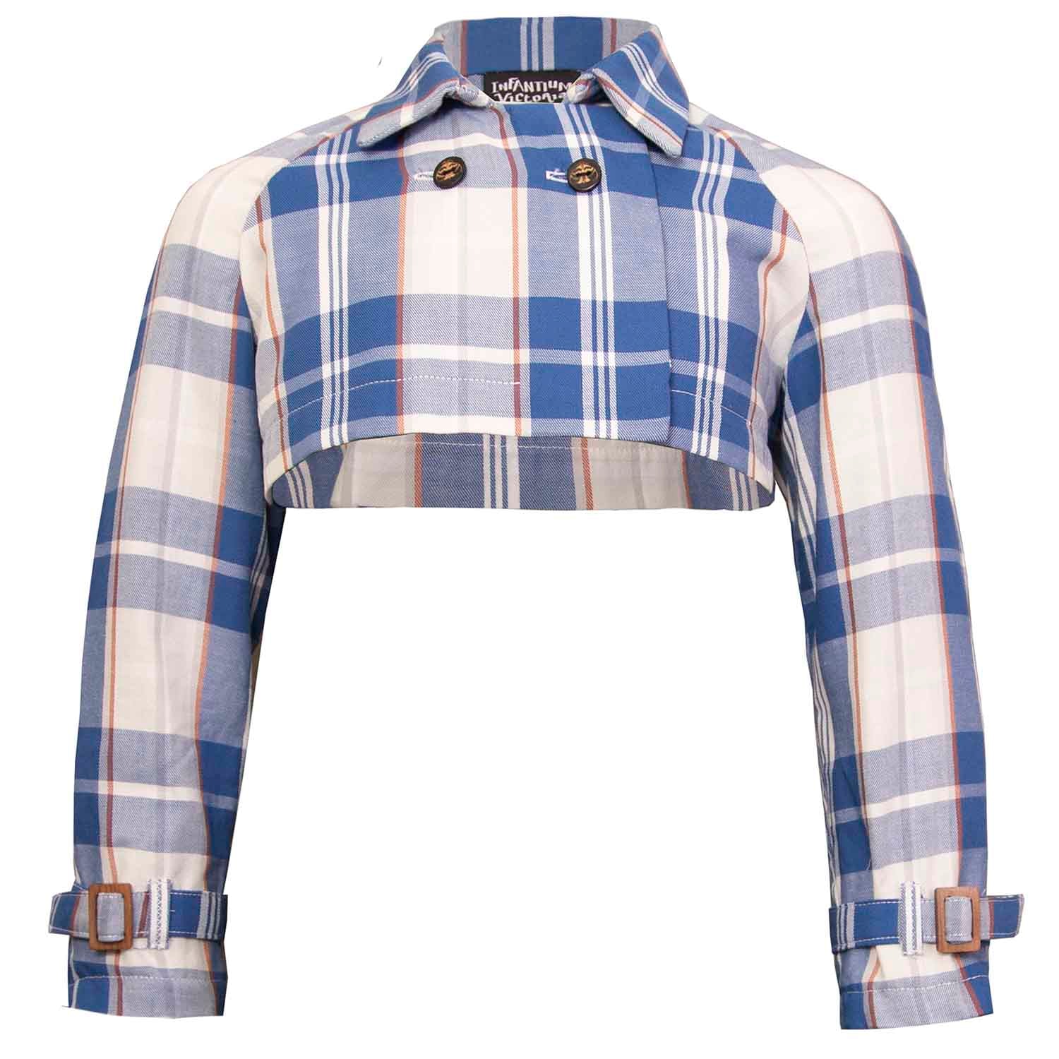 Kids Bolero Jacket in Blue & White Tartan-0