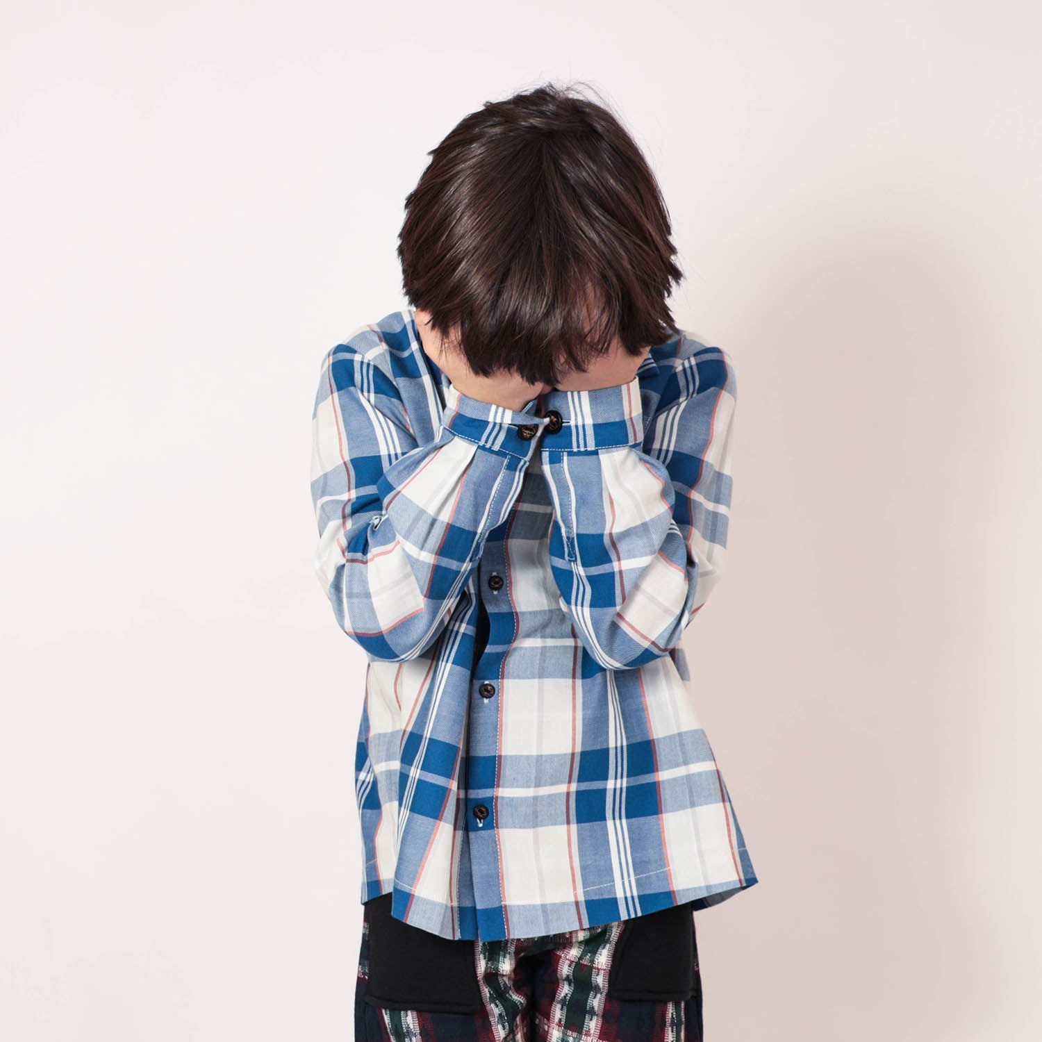 Kids Blue Plaid Shirt-1