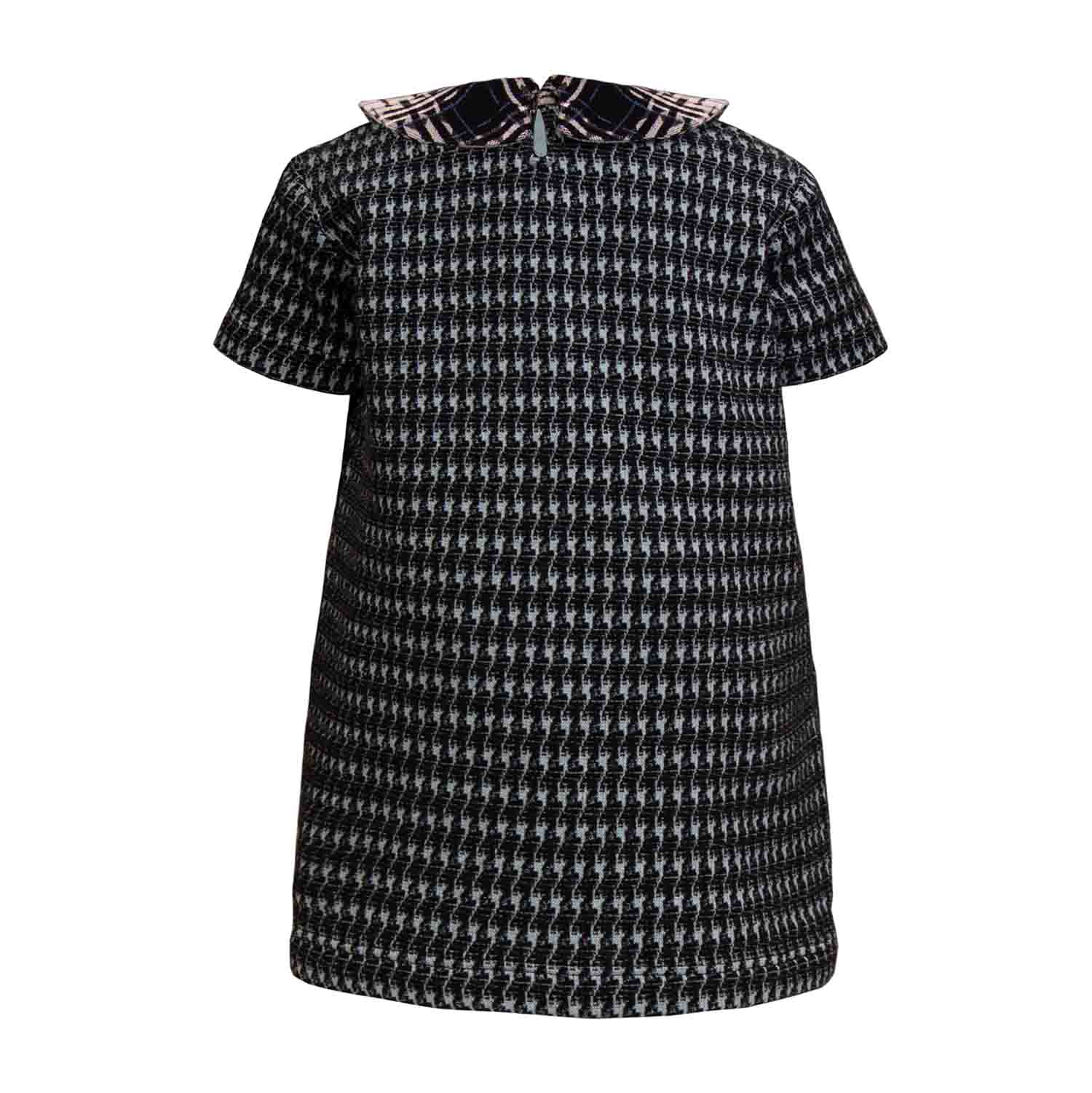 Black and Blue pied de poule Baby Dress-1