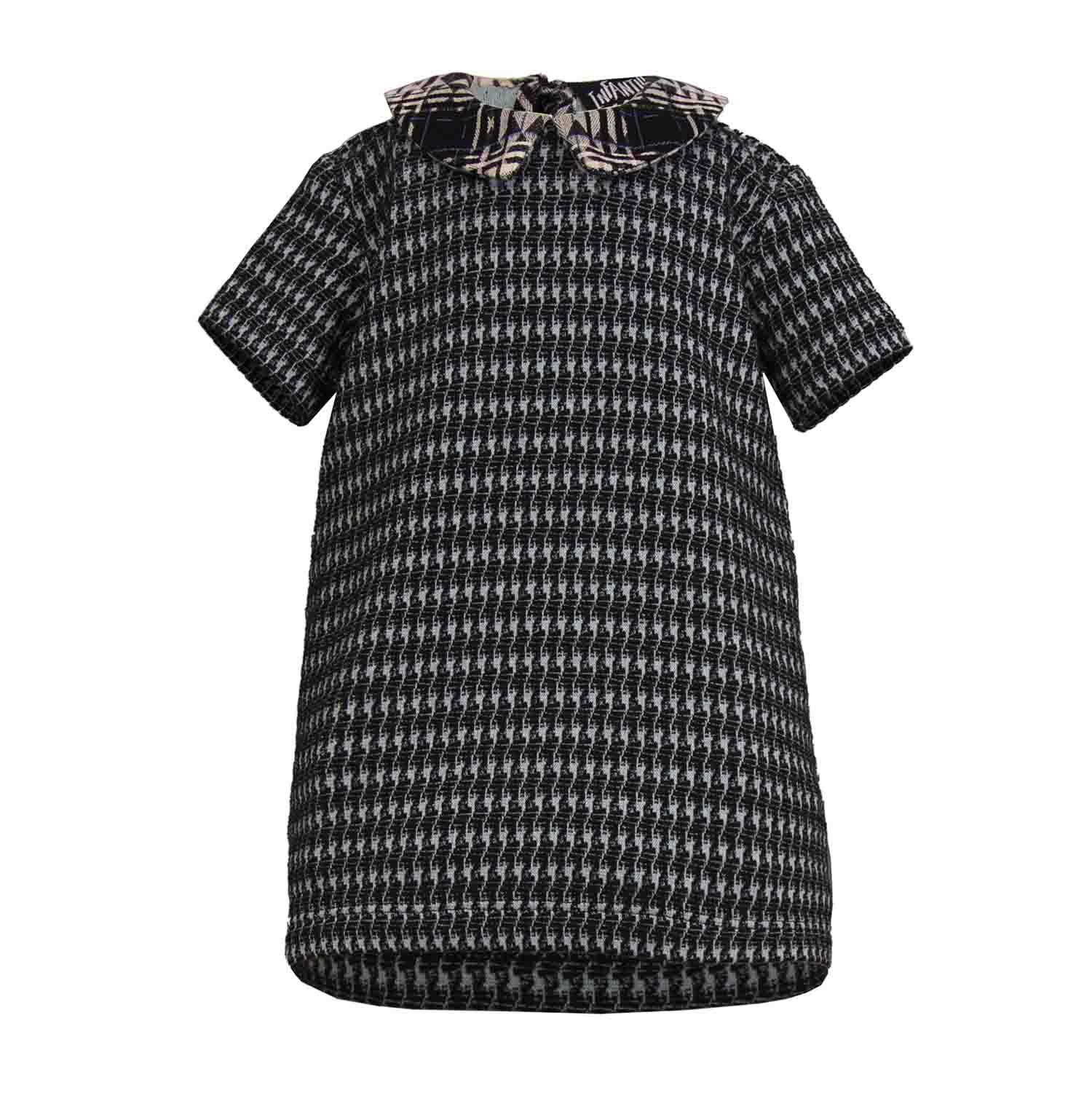 Black and Blue pied de poule Baby Dress-0