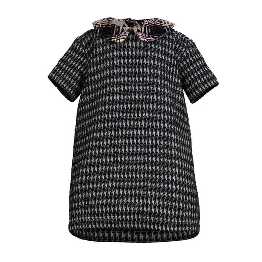 Black and Blue pied de poule Baby Dress-0