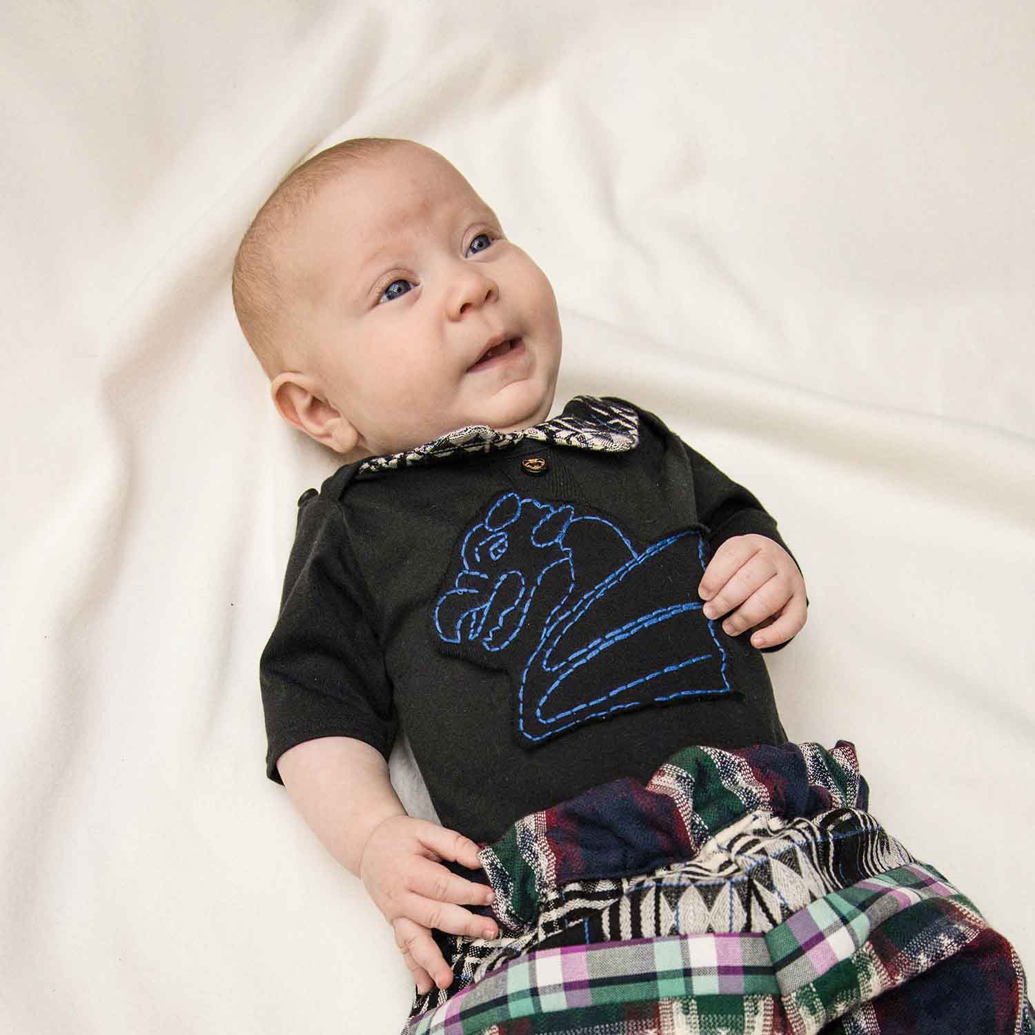 Baby Onesie with Dragon Embroidery-1